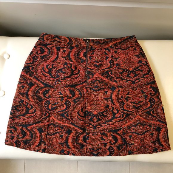 Hollister Red Orange/Teal Embroidered Mini Skirt - Picture 2 of 4